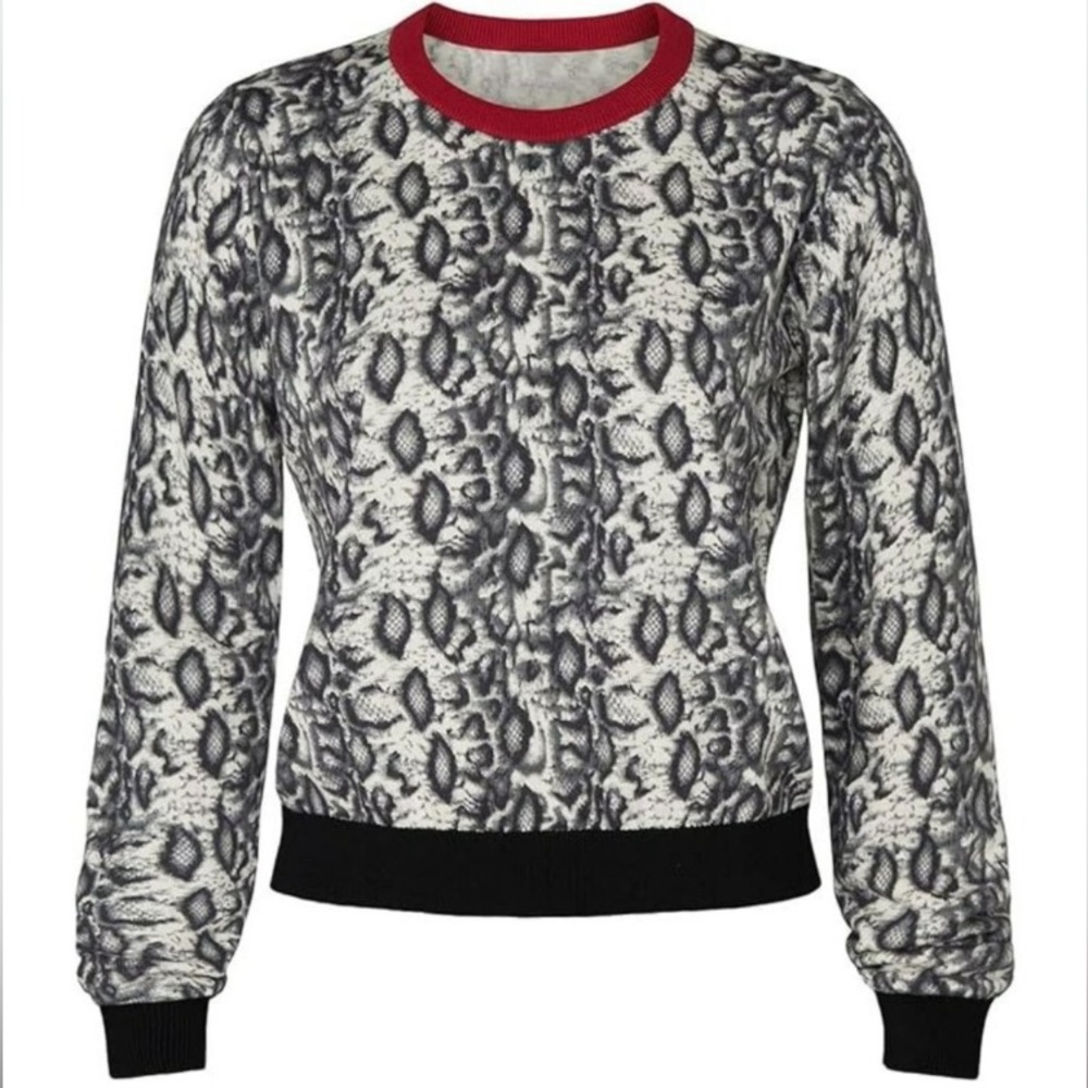Koché Animal Print Crew Neck Wool Blend Sweater